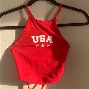 USA Red Tie-up Beach Top